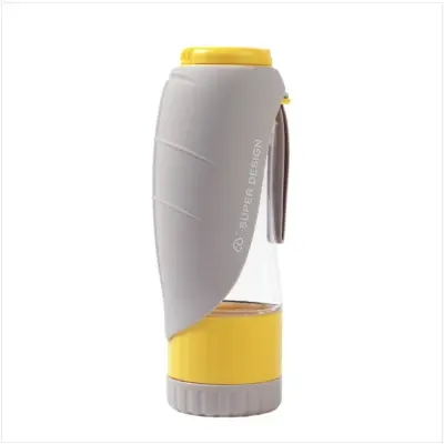 Prijenosna 2-u-1 silikon boca za vodu i hranu za pse Grey+Yellow