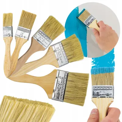 Set 5 Sintetičkih Kistova – Za Zidove I Namještaj | Veličine 25,4–76,2 Mm, Drvena Drška, Metalni Okvir