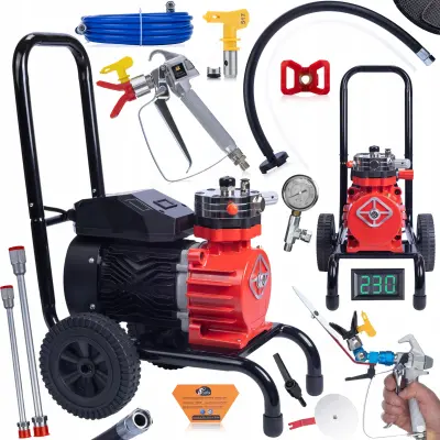 Set Airless Uređaj Za Prskanje Boje Strong Storm 1100 RSS05 – 3500W 22Mpa 18L/Min | Pištolj, Mlaznica 517, Cijev 50Cm, Rezač Boja