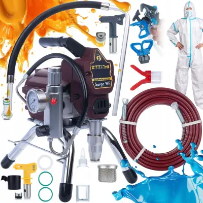 Set Airless Uređaj Za Prskanje Boje Zenthril Surge WF – 1800W, 20Mpa, 0.019", 2L/Min, Odijelo 185Cm, Štitnik I Mlaznica 519