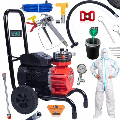 Set Airless Uređaj Za Prskanje Strong Storm 1100 RSS05 – 3500W, 22Mpa, 18L/Min, Odijelo, Pištolj, Mlaznica 517, Čistači