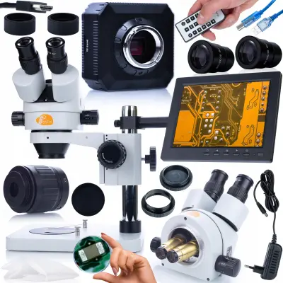 Mercury Pro Mikroskopski Trinokularni Mikroskop – Profesionalni Set S 8-Inčnim Roletama, Fullhd Kamerom | Planets PRO