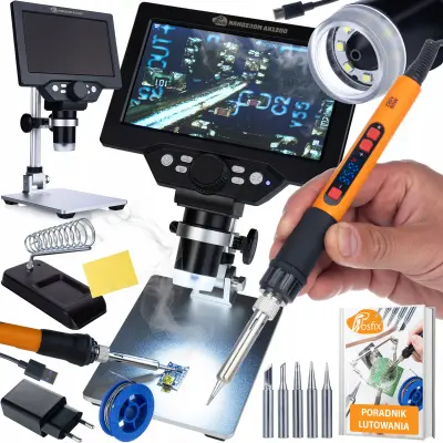 Nanozoom AX1200 Proset – Servisni Set Za Elektroniku I SMD | 7" LCD Mikroskop 12MP 1200X, Lemilica 80W 180–500°C 12U1