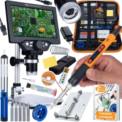 Nanozoom AX1200 Digitalni LCD Mikroskop 7" Za Elektroniku | 12MP, 1200X Zoom, Full HD, LED, USB, Microsd, Alu Stalak