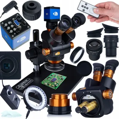 Haumea PRO Black Series Mikroskopska Glava – Zoom 6.5–58X, 56X LED Rasvjeta, HDMI Kamera, Radna Udaljenost 115 Mm