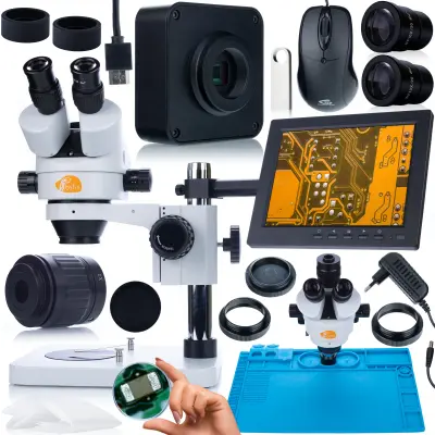 Mercury Pro Mikroskopski Set – Trinokularna Glava, Kamera Od 16 MP, Silikonska Podloga 480 X 320 Mm, Zavjese Od 8"