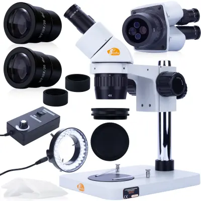 Ganymede S MSGS-B-PS1 Microscope Binocular Glava – Visoka Kvaliteta Optike, Zoom 20/40X, Podesiva Rasvjeta 56Xled
