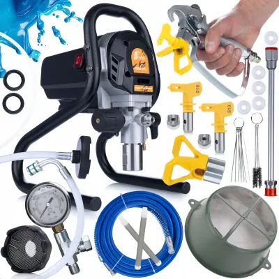 HQ Paintmaxx Set 1200W – Set Za Bojanje Airless Uređaj 1200W, 1.7 L/Min, 20 Mpa, Cijev 30 Cm, Filteri 60 Mesh
