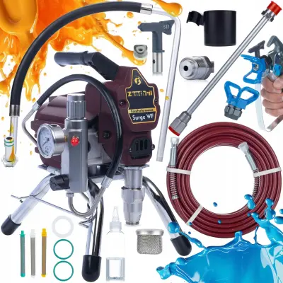 Set Surge WF Airless Uređaj Za Prskanje Boje – 1800W, 20 Mpa, 0.019", 2L/Min, Lance 50 Cm, 3 Prstasti Filteri