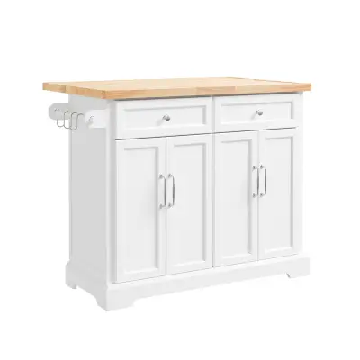Kuhinjski voziček z 2 predaloma in 4 vrati Barva Bela 115x71x92cm FKW71-III-WN