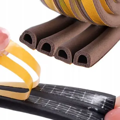 Samoljepljiva Brtvena Traka Tip D Za Prozore I Vrata 100 M Gumena EPDM Smeđa | Širina 9 Mm, Debljina 8 Mm