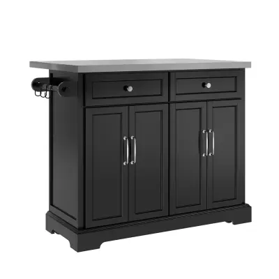 Kuhinjski voziček z 2 predaloma Barva Črna Srebrna 107x71x92cm FKW71-III-SCH
