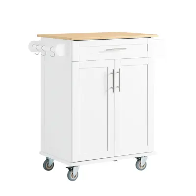 Kuhinjski voziček Mobilna pripravna postaja Shranjevanje Barva Bela Rjava 83x46x91cm FKW13-II-WN