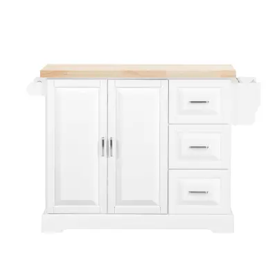 Kuhinjski voziček s 3 predali Barva Bela 130x71x91cm FKW41-III-WN