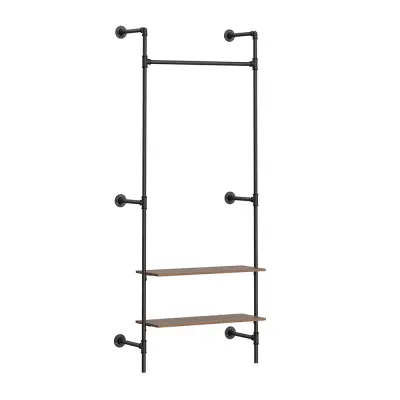 Stenska Omarica za Obleke s Policami Barva Črna Les 91x48x220cm KLS20-SCH