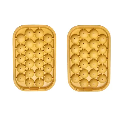 Mali silikonski kalup za ledene kuglice, pakiranje od 2 komada — 22 mini kuglaste posudice za led za koktele i viski Yellow