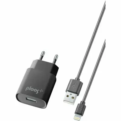 Kućni Punjač PLOOS, Za Apple, 1xUSB-A, Kabel Lightning 100cm, Crni