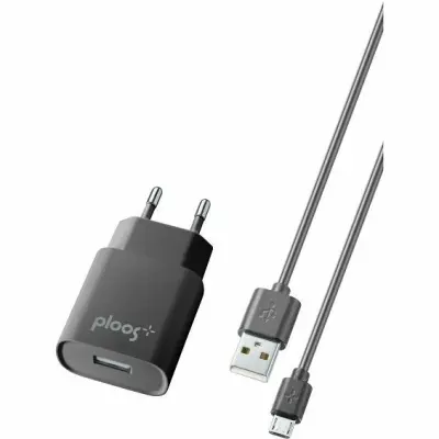 Kućni Punjač PLOOS, 1A, 1xUSB-A, Kabel Micro USB 100cm, Crni