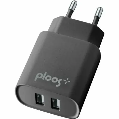 Kućni Punjač PLOOS, Dual, 2A, 2xUSB-A, Crni