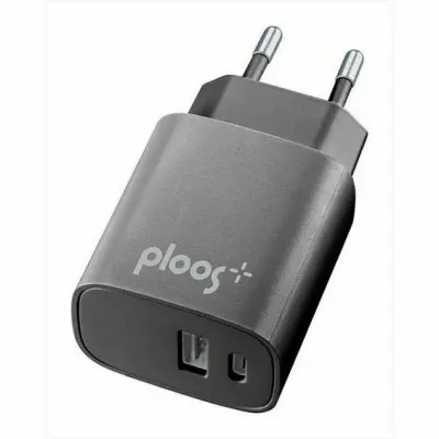 Kućni Punjač PLOOS, Dual, 20W, 1xUSB-A, 1xUSB-C, Crni