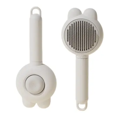 Samoočisteća četka za mačke s gumbom i inox zubcima, 22cm x 8.1cm Grey