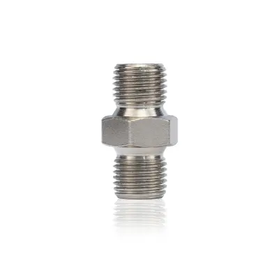 GZ 1/4"–GZ 1/4" Spojnica Za Cijev Airless Uređaj – Iz Nehrđajućeg Čelika, 400 bar | Stožac 60°, 1/4"