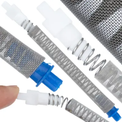 FTX Prstasti Filter – 50 Mesh, S Oprugom, Plavi | 110 mm, Ø9 mm, Metal/Plastika, Za Graco i Airlessco