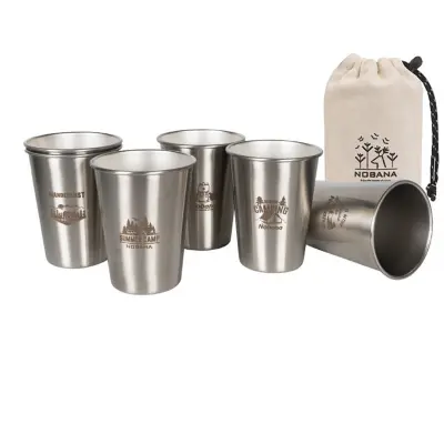 Set od 6 čaša 304 nehrđajući čelik 350ml s prijenosnom torbicom