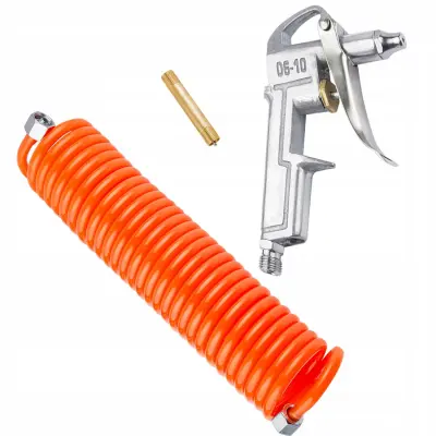 Pištolj Za Puhanje Sa Spiralnom Cijevi – Poliuretan, Aluminij, 5 M Cijev, 1/4" Unutarnji Navoj, 2 Mm Izlaz