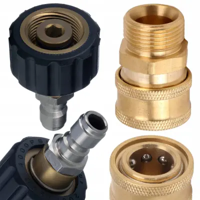 Powerlink Rotirajući Adapter M22X1.5 Na 3/8 Mlaznica – Nehrđajući Čelik, Mjed, 4000 PSI, 90°C, 30 L/Min