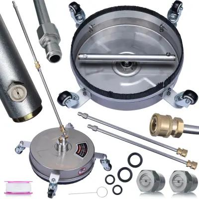 Set T-Racer 14" Profesionalna Četka Za Čišćenje Pločnika – Nehrđajuće Čelik, 275 Bar, Brzi Spoj 1/4"