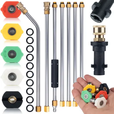 Set 7 Cijevi Za Prskanje – Pjenasta Mlaznica, Adapter Bayonet | Zamjenski Dio Za Visokotlačni Perač Kärcher K2–K7, 250 Bara, 2,6 M