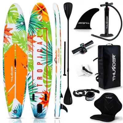 SUP daska Thunder 350 cm zelena – nosivost 150 kg, komplet, aluminijsko veslo, kajak sjedalo