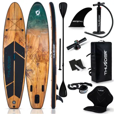 SUP daska Thunder 350 cm zelena – nosivost 150 kg, komplet, aluminijsko veslo, kajak sjedalo