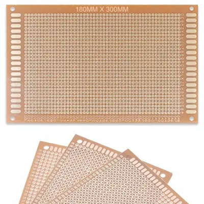 Univerzalna Prototipska Ploča 180 X 300 Mm – THT Montaža, Raster 2,54 Mm, 4 Montažne Rupe
