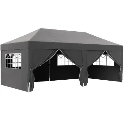 Paviljon sklopivi 590x295x285 cm Crni