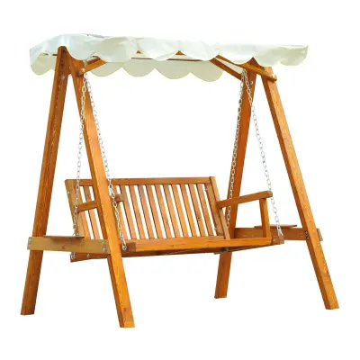 Vrtna ljuljačka klupa za 2 osobe 162x130x185 cm bež