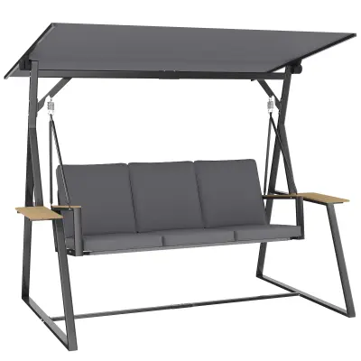 Vrtna ljuljačka za 3 osobe 222x131x175 cm siva