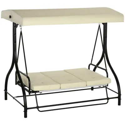 Vrtna ljuljačka za 3 osobe s funkcijom nagiba 195x117x175 cm bež