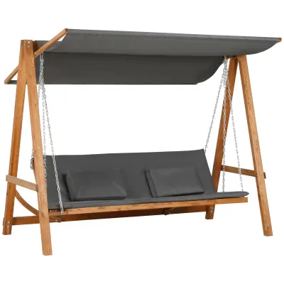 Vrtna ljuljačka za 3 osobe s funkcijom kreveta 225,5x113x180 cm siva