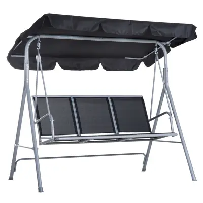 Vrtna ljuljačka za 3 osobe 171x108x154 cm Crno-srebrna
