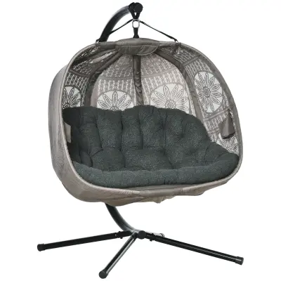 Viseća stolica za 2 osobe 132x126x172 cm Crna