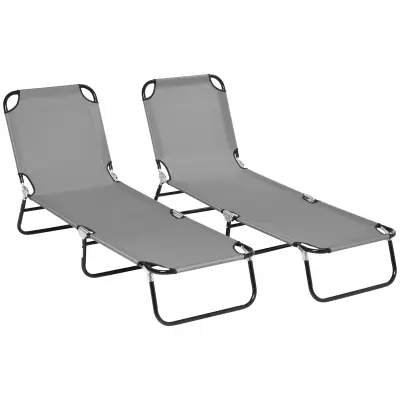 Set za ležaljku 2 komada 188x56x28 cm tamnosiva sklopiva