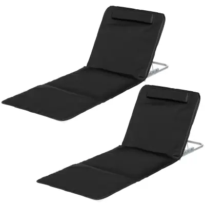 Set za plažu, sklopiv, podesiv, 134x48x33-43 cm, crni