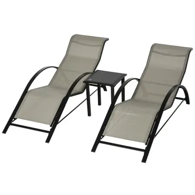 Set za ležaljku 3 dijela 59x169x66 cm siva i crna