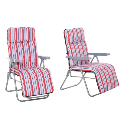 Set za ležaljke 2 komada 60x75x65-102 cm Crvena sklopiva