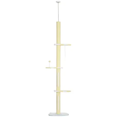 Stablo za mačke podesive visine od stropa 47x34x220-260 cm žute boje
