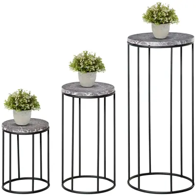 Set stalaka za biljke 3 komada 22x30.5 cm 25.5x48 cm 30.5x70.5 cm Crna Siva
