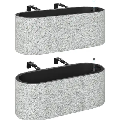 Set visećih tegli za cvijeće s drenažnim sustavom 42x16x15 cm siva