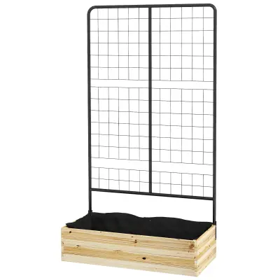 Povišeni vrtni krevet s rešetkom 80x38x145 cm prirodno drvo